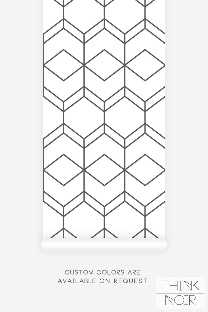 geometric lines wallpaper design in black and white