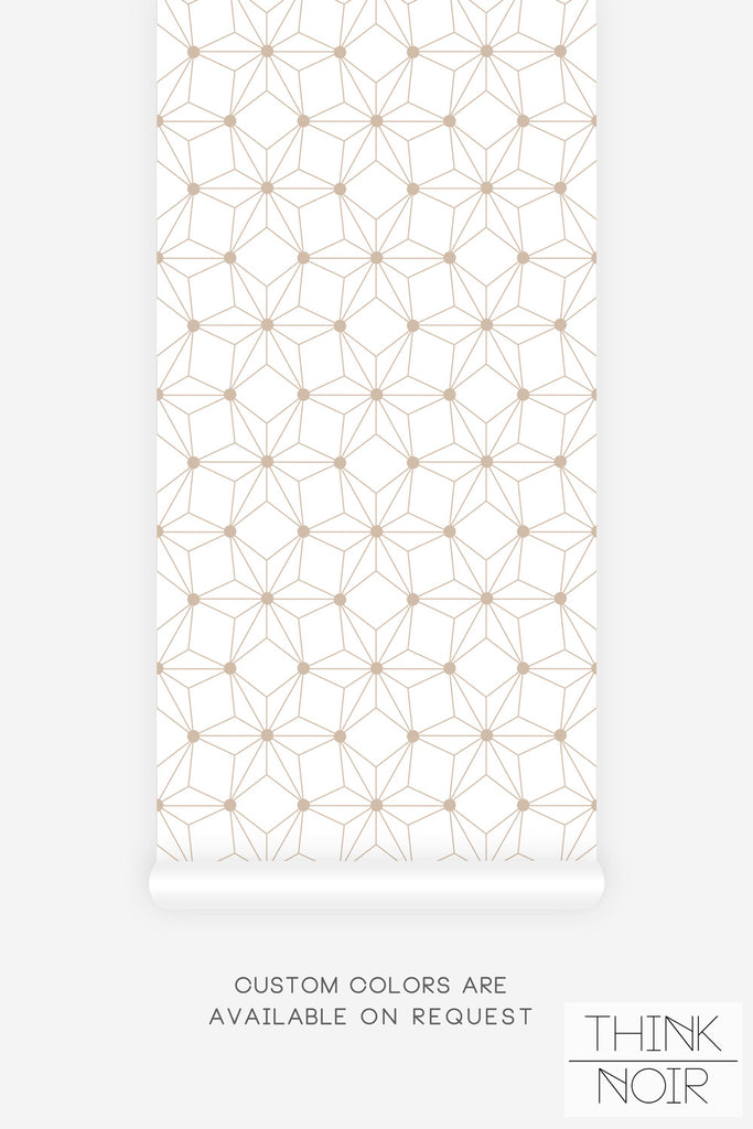 light beige geometric stars print wallpaper design