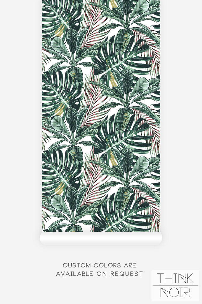 jungle inspired wallpaper with palm leaves