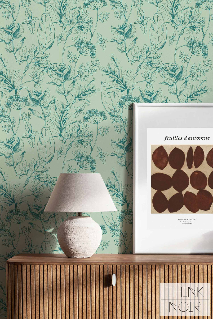 Green Vintage Botanical Foliage Wallpaper