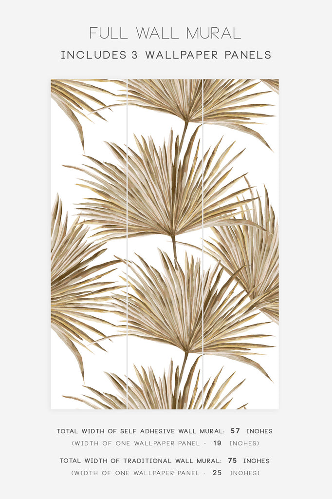 large palm leaves print wall mural design