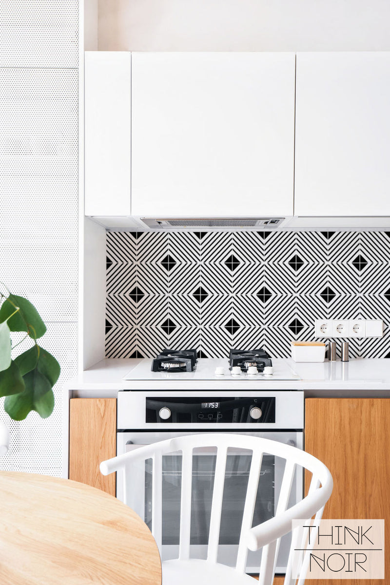 Large Geometric Regular Pattern Backsplash - Think Noir ...