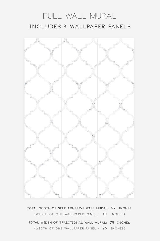 moroccan style marble wallpaper in white