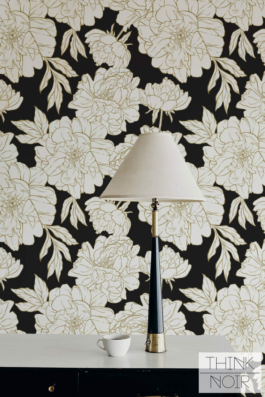 A stylish floral-patterned wallpaper.