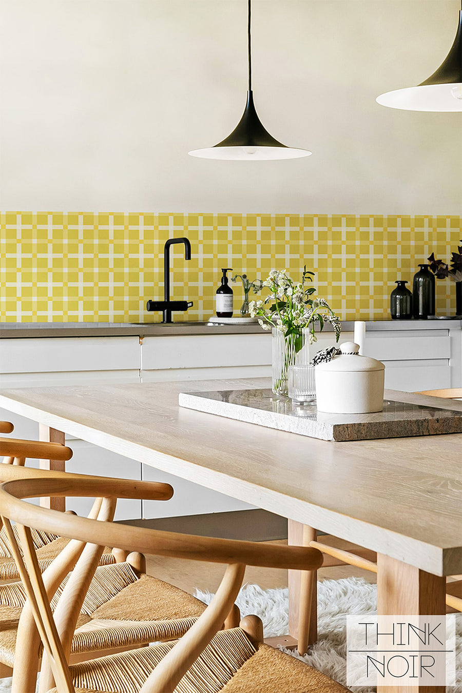 Butter Yellow Plaid Backsplash