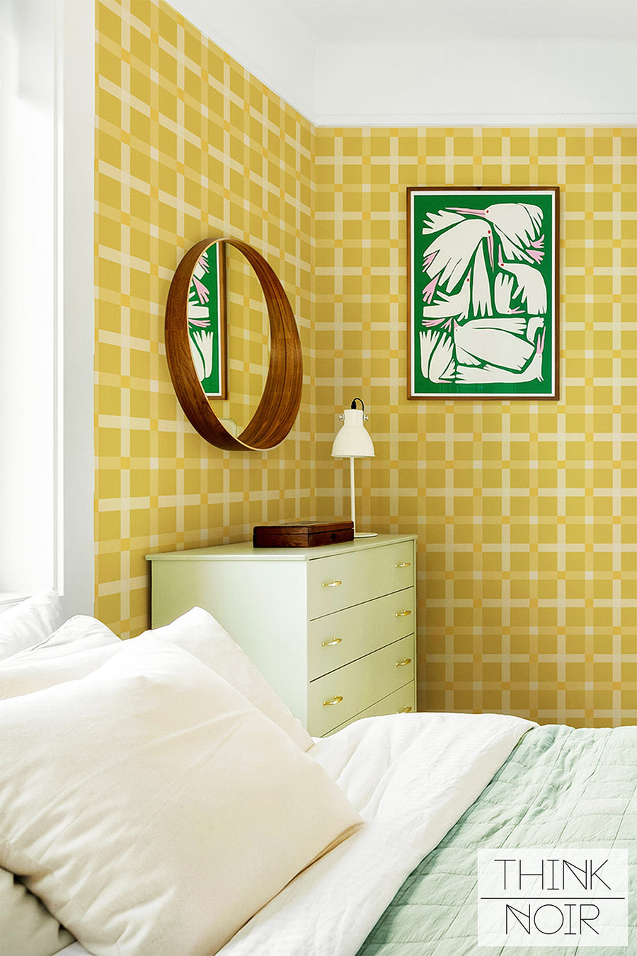 Butter Yellow Plaid Wallpaper