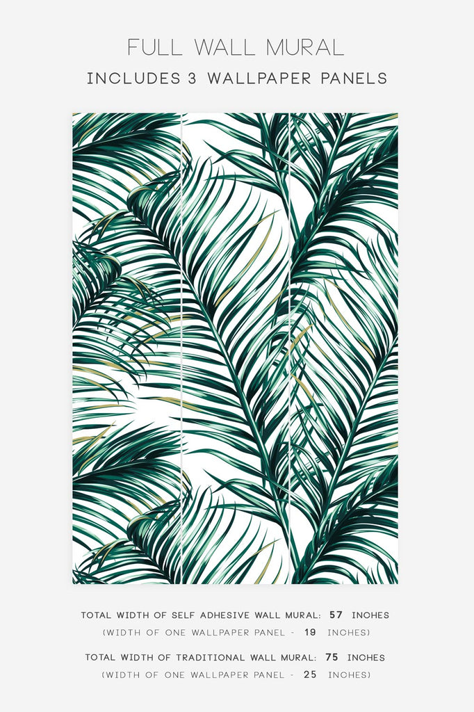 wall mural with green palm leaves