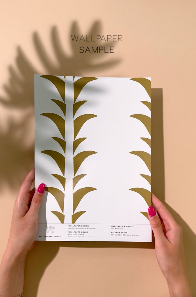 Minimal golden palm print wallpaper for walls peel and stick tropical mural