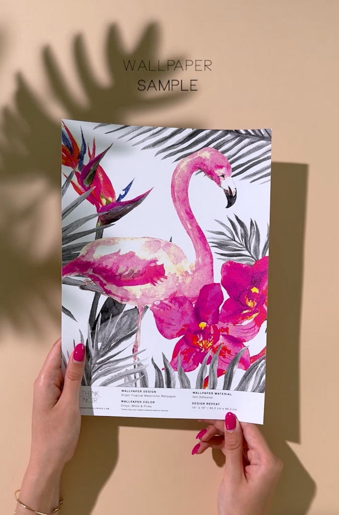 Hot pink color flamingo birds wallpaper for walls