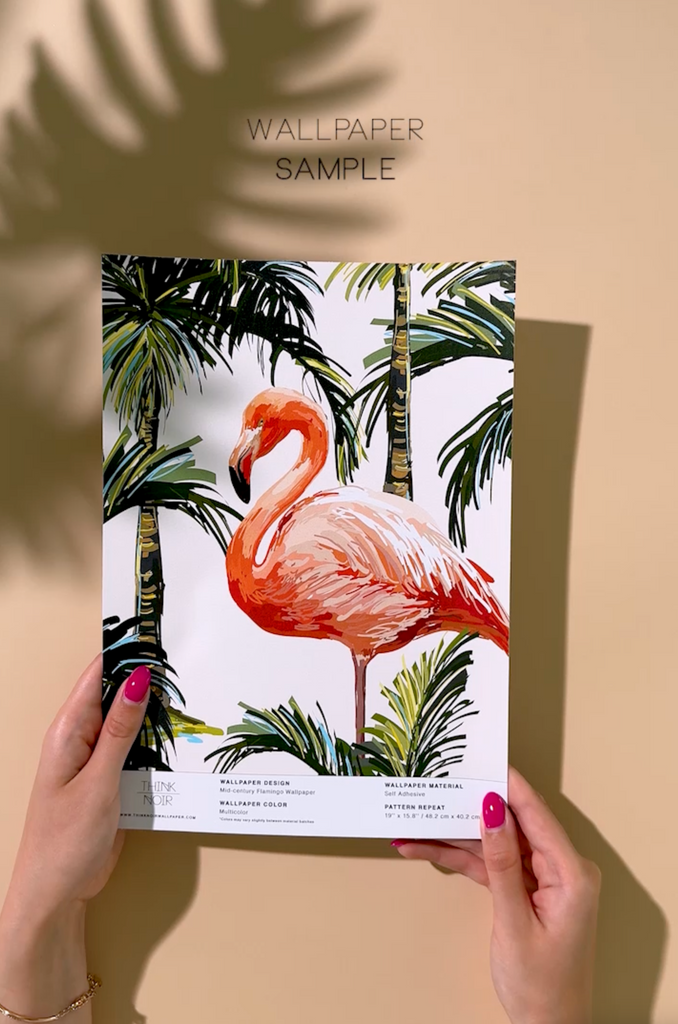 Pink flamingo birds wallpaper tropical animal inspired peel and stick wallpaper