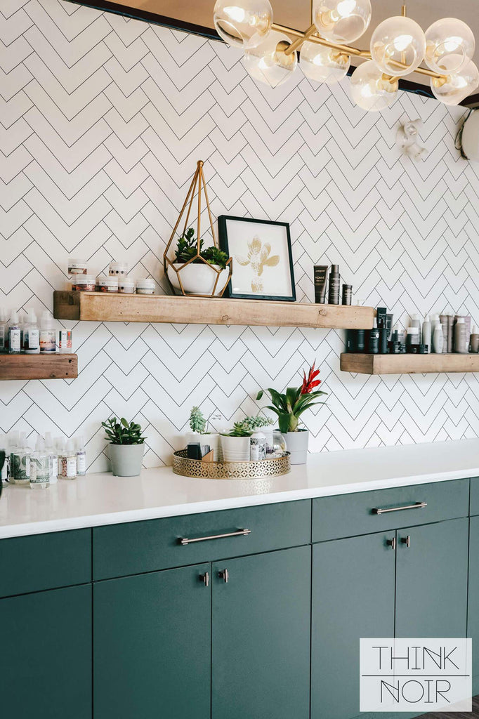 Kitchen interior geometric removable wallpaper