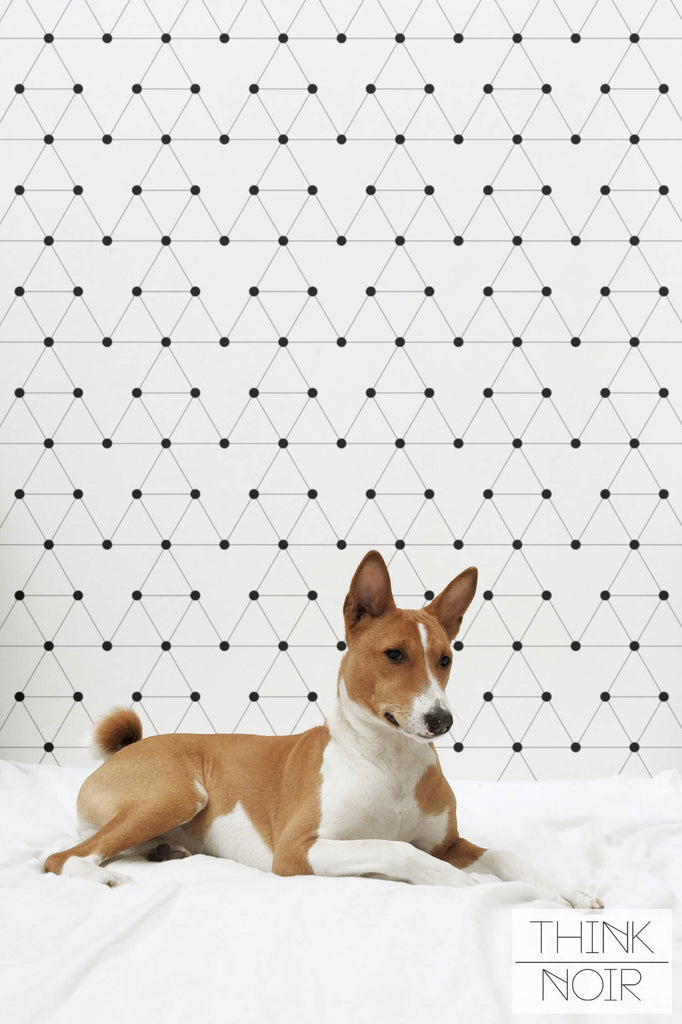 Simple geometric bedroom accent wallpaper