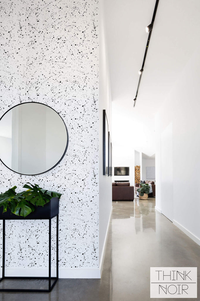 splash effect wallpaper design in black and white for minimalistic interior