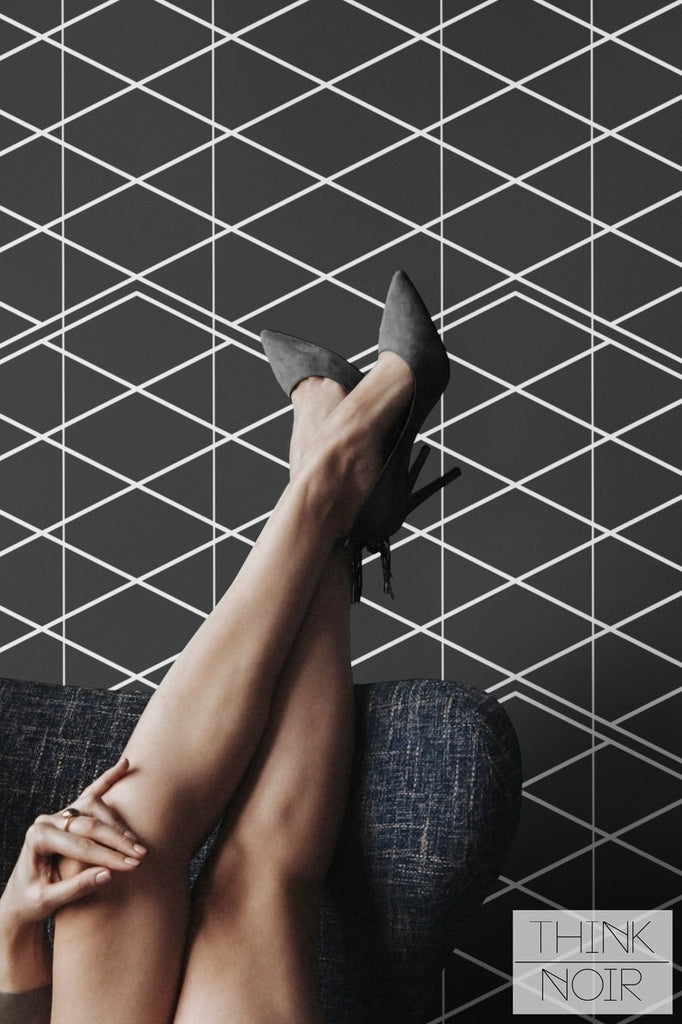Moody grey geometric removable wallpaper